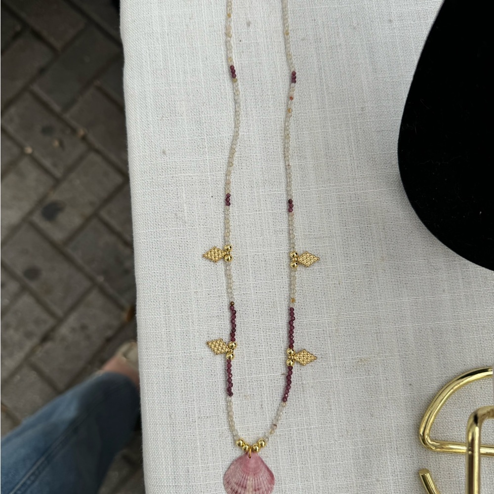 Handmade Colorful Beaded Shell Necklace - Picture 6 of 6